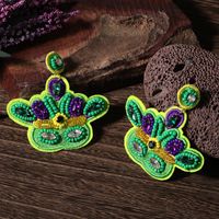 1 Pair Embroidery Letter Inlay Cloth Glass Rhinestones Earrings sku image 2