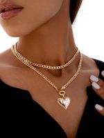 Wholesale Jewelry Modern Style Simple Style Heart Shape Iron Copper Zircon Inlay Pendant Necklace sku image 1