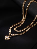 Wholesale Jewelry Modern Style Simple Style Heart Shape Iron Copper Zircon Inlay Pendant Necklace main image 3