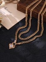 Wholesale Jewelry Modern Style Simple Style Heart Shape Iron Copper Zircon Inlay Pendant Necklace main image 4
