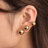1 Pair Fashion Simple Style Geometric Round Stainless Steel 18k Gold Plated Ear Studs main image 10