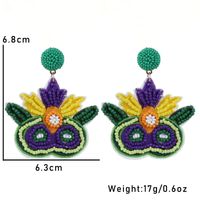 1 Pair Embroidery Mask Beaded Embroidery Cloth Glass Drop Earrings main image 4