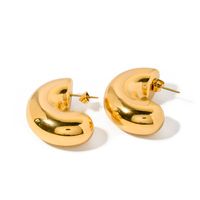 1 Pair IG Style Simple Style C Shape 304 Stainless Steel 18K Gold Plated Ear Studs main image 5