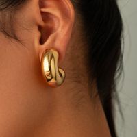 1 Pair IG Style Simple Style C Shape 304 Stainless Steel 18K Gold Plated Ear Studs main image 1