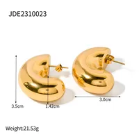 1 Par Estilo IG Estilo Simple Forma De C Acero Inoxidable 304 Chapados en oro de 18k Pendientes sku image 1