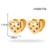 1 Pair French Style Simple Style C Shape Pentagram Heart Shape Inlay Stainless Steel Zircon 18k Gold Plated Hoop Earrings Drop Earrings Ear Studs main image 3
