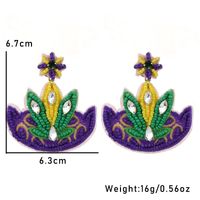 1 Pair Embroidery Color Block Embroidery Inlay Cloth Glass Rhinestones Drop Earrings main image 2