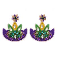 1 Pair Embroidery Color Block Embroidery Inlay Cloth Glass Rhinestones Drop Earrings main image 5