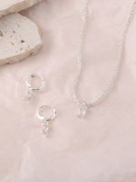 Cute Shiny Heart Shape Copper Inlay Zircon Women's Jewelry Set sku image 4