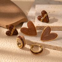 1 Pair Simple Style Heart Shape Stainless Steel 18k Gold Plated Hoop Earrings Ear Studs main image 6
