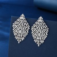 1 Pair Elegant Glam Luxurious Geometric Tassel Plating Inlay Copper Zircon Earrings sku image 1