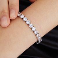 Elegant Solid Color Copper Plating Inlay Zircon 18k Gold Plated White Gold Plated Tennis Bracelet main image 6