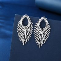 1 Pair Elegant Glam Luxurious Geometric Tassel Plating Inlay Copper Zircon Earrings sku image 3