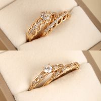 Xuping Romantic Heart Shape Alloy Plating Hollow Out Inlay Artificial Diamond 18k Gold Plated Valentine's Day Women's Rings main image 9