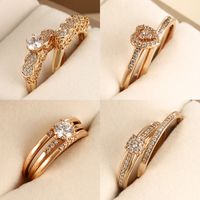 Xuping Romantic Heart Shape Alloy Plating Hollow Out Inlay Artificial Diamond 18k Gold Plated Valentine's Day Women's Rings main image 10