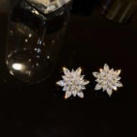 1 Pair Simple Style Classic Style Snowflake Inlay Alloy Zircon Ear Studs main image 5