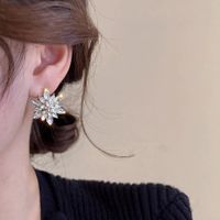 1 Pair Simple Style Classic Style Snowflake Inlay Alloy Zircon Ear Studs main image 1