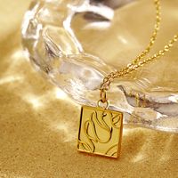 Elegant Simple Style Irregular Square Stainless Steel Plating 18k Gold Plated Pendant Necklace main image 4