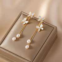 1 Pair Elegant French Style Korean Style Butterfly Alloy Drop Earrings sku image 1