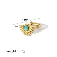 304 Stainless Steel 18K Gold Plated Casual Simple Style Polishing Plating Geometric Natural Stone Adjustable Ring sku image 4
