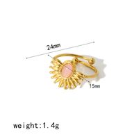 304 Stainless Steel 18K Gold Plated Casual Simple Style Polishing Plating Geometric Natural Stone Adjustable Ring sku image 5