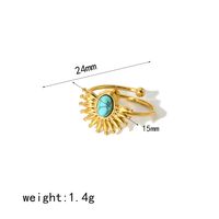 304 Stainless Steel 18K Gold Plated Casual Simple Style Polishing Plating Geometric Natural Stone Adjustable Ring sku image 6