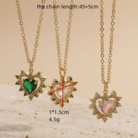 Elegant Heart Shape Copper 14k Gold Plated Zircon Necklace In Bulk main image 3