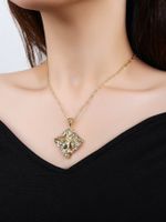 Casual Simple Style Solid Color Copper Plating Inlay Zircon 18k Gold Plated Pendant Necklace main image 1