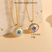 304 Stainless Steel Copper Modern Style Artistic Plating Inlay Devil'S Eye Zircon Pendant Necklace main image 3