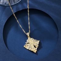 Casual Simple Style Solid Color Copper Plating Inlay Zircon 18k Gold Plated Pendant Necklace main image 3