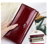 Women's Color Block Leather Zipper Wallets sku image 8