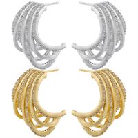 1 Pair Ig Style C Shape Irregular Plating Inlay Copper Zircon 18k Gold Plated Ear Studs main image 1