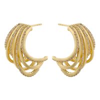 1 Pair Ig Style C Shape Irregular Plating Inlay Copper Zircon 18k Gold Plated Ear Studs sku image 1