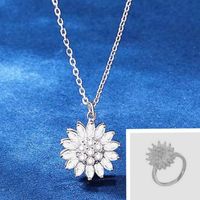 Titanium Steel Simple Style Fashion Plating Flowers Flower Zircon Necklace sku image 8