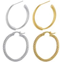 1 Pair Simple Style Round Plating Inlay Copper Zircon 18k Gold Plated Hoop Earrings Ear Studs main image 1