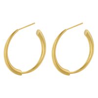 1 Pair Simple Style Round Plating Inlay Copper Zircon 18k Gold Plated Hoop Earrings Ear Studs sku image 1