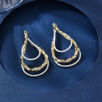 1 Pair Simple Style Color Block Plating Inlay Copper Zircon 18k Gold Plated Ear Studs main image 1