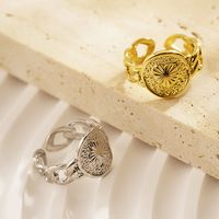 304 Stainless Steel 18K Gold Plated Simple Style Plating Heart Shape Open Rings main image 1