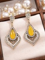 1 Pair Bohemian Water Droplets Inlay Alloy Rhinestones Drop Earrings main image 3