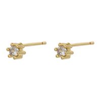 1 Pair Classic Style Geometric Round Dots Plating Inlay Copper Zircon 18k Gold Plated Ear Studs main image 3