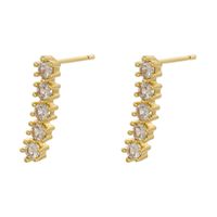 1 Pair Classic Style Geometric Round Dots Plating Inlay Copper Zircon 18k Gold Plated Ear Studs main image 5