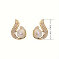 1 Pair Cute Luxurious Shiny Color Block Plating Inlay Alloy Pearl Zircon Gold Plated Ear Studs main image 2