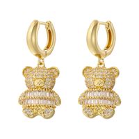 1 Pair Elegant Bear Plating Inlay Copper Zircon 18k Gold Plated Dangling Earrings sku image 2