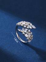 Elegant Leaves Copper Plating Inlay Zircon White Gold Plated Rings main image 2