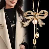 Elegant Luxurious Bow Knot Alloy Inlay Rhinestones Women's Sweater Chain main image 1