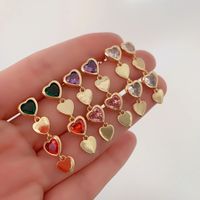 1 Pair Vintage Style Simple Style Heart Shape Plating Inlay Copper Zircon Gold Plated Drop Earrings main image 1