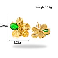 1 Pair Vintage Style French Style Simple Style C Shape Round Flower Stainless Steel Zircon 18k Gold Plated Ear Studs main image 4