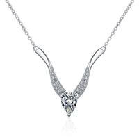Elegant Glam Solid Color Sterling Silver Plating Inlay Zircon White Gold Plated Necklace Pendant main image 6