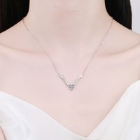 Elegant Glam Solid Color Sterling Silver Plating Inlay Zircon White Gold Plated Necklace Pendant main image 5