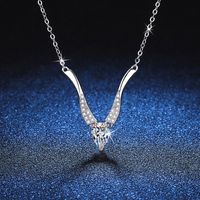 Elegant Glam Solid Color Sterling Silver Plating Inlay Zircon White Gold Plated Necklace Pendant main image 1
